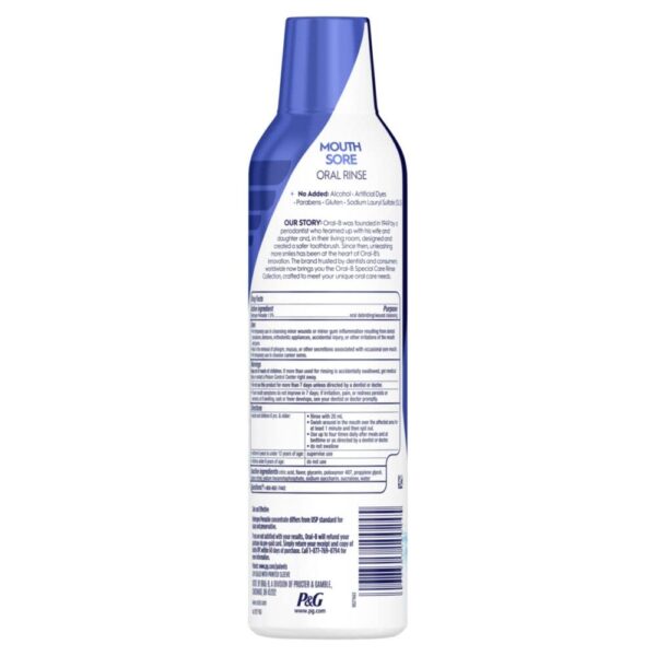Oral-B Mouth Sore Mouthwash Special Care Oral Rinse, Hydrogen Peroxide Mouthwash, 16 fl oz, Mouthwash Alcohol Free - Image 11