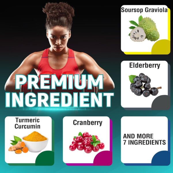 Soursop Graviola Capsules with Elderberry, Turmeric, Ginger, Milk Thistle, Tart Cherry and More - 120 Capsules for 4 Months Supply - Image 6