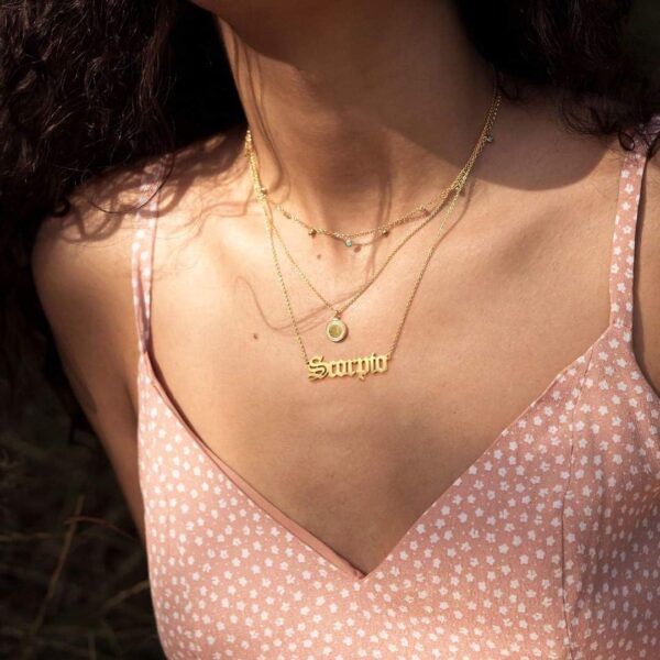 VLINRAS Old English Zodiac Necklace for Women, Horoscope Birth Star Sign Letter Astrology Constellation Necklace Birthday Gift - Image 7