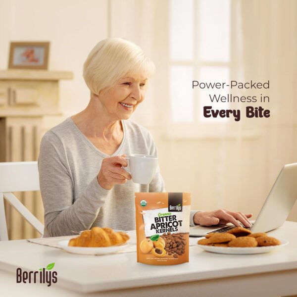 Berrilys Organic Bitter Apricot Kernels - USDA Certified Organic Bitter Apricot Seeds - Natural & Non-GMO, Premium Quality Kernals, No Sulfur or Additives - 16 oz - Image 4