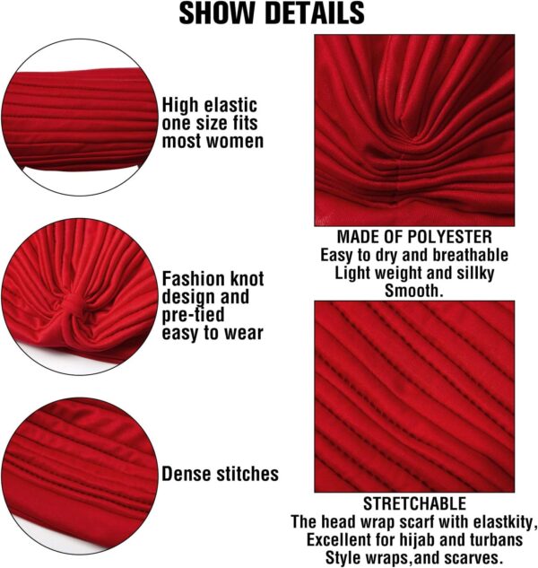 Geyoga 10 Pcs Stretchy Turban Cap Chemo Head Wraps Cancer Headwear Bennie Twisted India's Hat for Women - Image 3