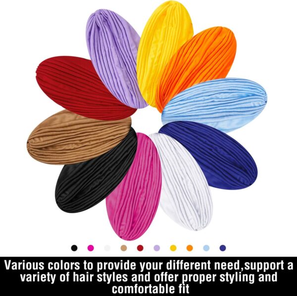 Geyoga 10 Pcs Stretchy Turban Cap Chemo Head Wraps Cancer Headwear Bennie Twisted India's Hat for Women - Image 4