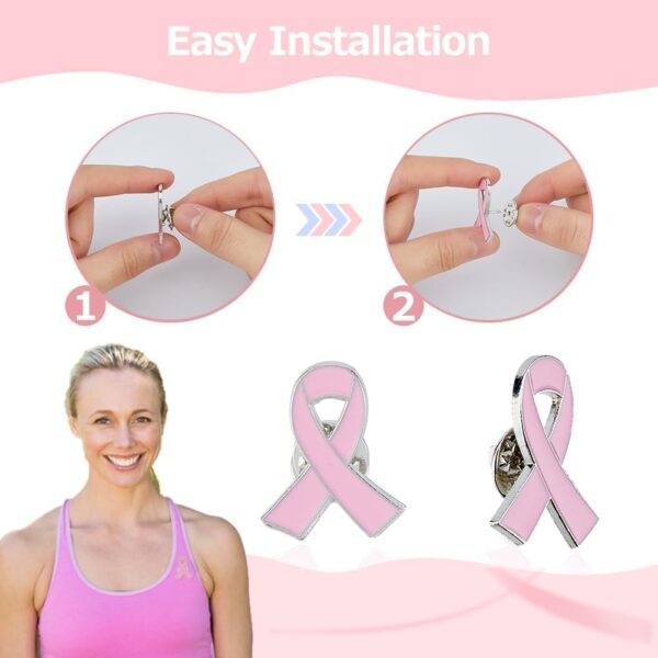SUPERFINDINGS 50PCS 10 Colors Breast Cancer Awareness Lapel Pins Ribbon Enamel Pins Alloy Badges Hope Ribbon Lapel Pins for Charity Recognition Public Event - Image 3