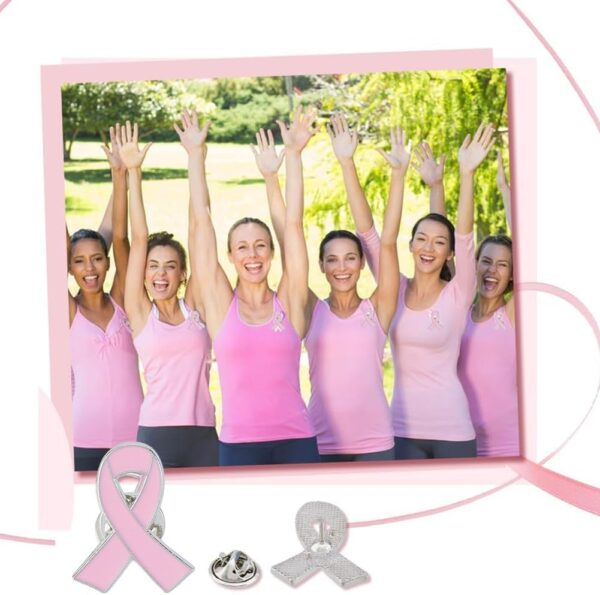 SUPERFINDINGS 50PCS 10 Colors Breast Cancer Awareness Lapel Pins Ribbon Enamel Pins Alloy Badges Hope Ribbon Lapel Pins for Charity Recognition Public Event - Image 6