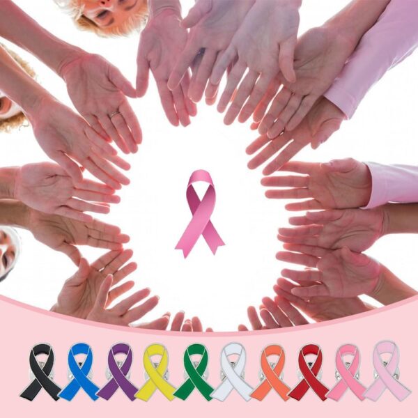 SUPERFINDINGS 50PCS 10 Colors Breast Cancer Awareness Lapel Pins Ribbon Enamel Pins Alloy Badges Hope Ribbon Lapel Pins for Charity Recognition Public Event - Image 7