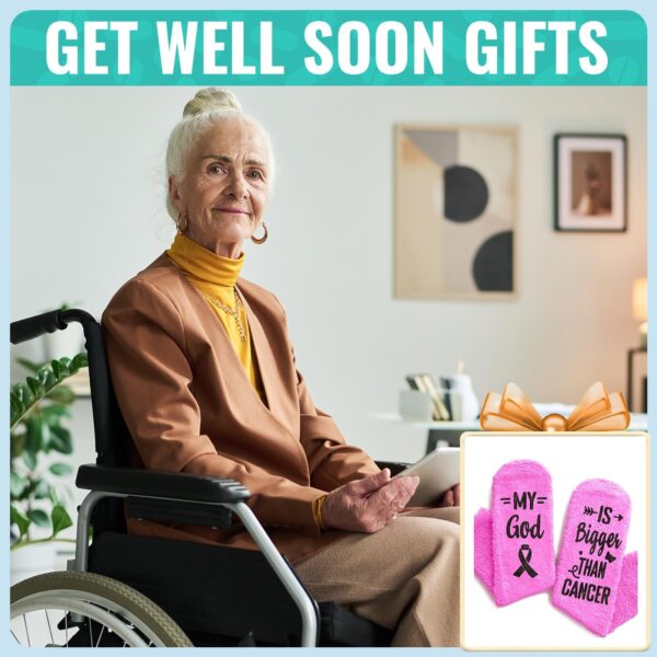 HAPPYPOP Breast Cancer Gifts for Women Men - Cancer Chemo Comfort Socks for Survivor Patients - Image 3