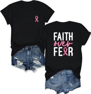 Breast Cancer Shirts for Women Breast Cancer Awareness Shirt Pink Ribbons Tee Tops