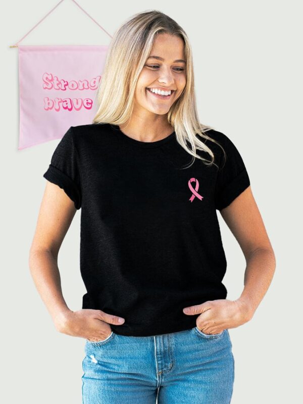 Breast Cancer Shirts for Women Breast Cancer Awareness Shirt Pink Ribbons Tee Tops - Image 3