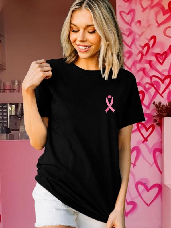 Breast Cancer Shirts for Women Breast Cancer Awareness Shirt Pink Ribbons Tee Tops - Image 4