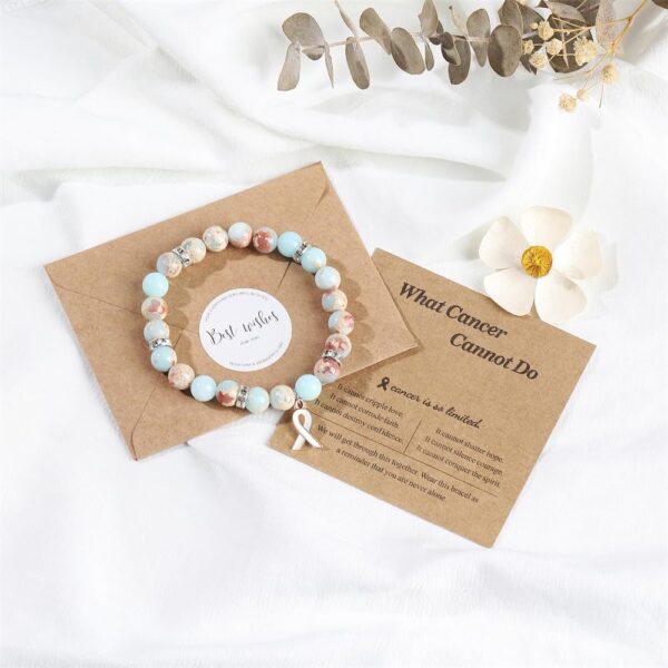 Cancer Care Gifts for women,Natural Stone Healing Crystal Bracelets Encouragement Gifts for Women Man Girls Best Friend Sister - Image 2