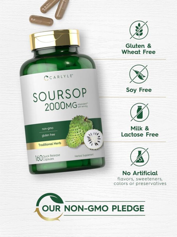 Carlyle Soursop Leaves | 2000mg | 160 Capsules | Traditional Herb | Non GMO, Gluten Free Supplement - Image 5