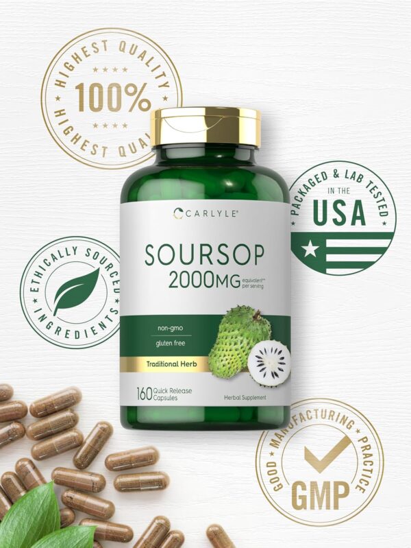 Carlyle Soursop Leaves | 2000mg | 160 Capsules | Traditional Herb | Non GMO, Gluten Free Supplement - Image 6