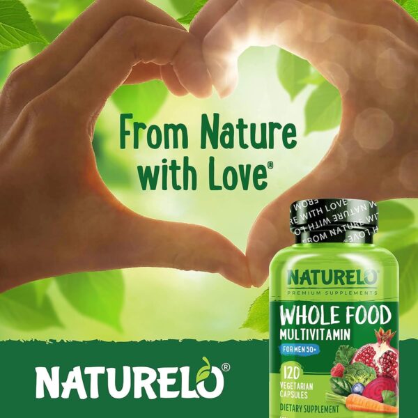 NATURELO Whole Food Multivitamin for Men 50+ - with Vitamins, Minerals, Organic Herbal Extracts - Vegan Vegetarian - for Energy, Brain, Heart and Eye Health - 120 Capsules - Image 8