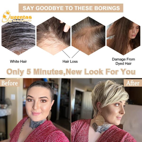QUEENTAS Pixie Layered Short Blonde Wigs for White Women Black Women Synthetic Hair (Blonde Mixed Brown) - Image 8