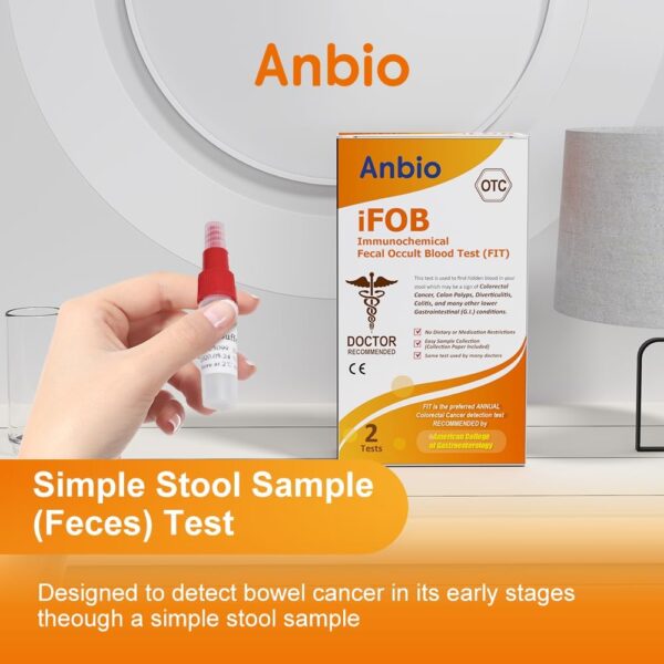 2 Test Colorectal Cancer Screening (FOB) Test Kit - Easy-to-Use at-Home Fecal Occult Blood Test for Early Detection - Convenient and Reliable Colorectal Cancer Screening Tool - Image 2