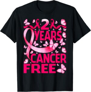 2 Years Breast Cancer Free Survivor Butterfly T-Shirt
