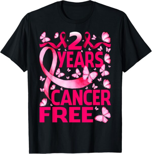 2 Years Breast Cancer Free Survivor Butterfly T-Shirt