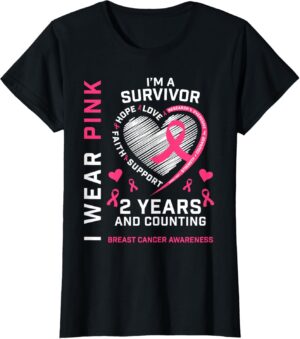 2 Years Cancer Free I Wear Pink I'm A Breast Cancer Survivor T-Shirt