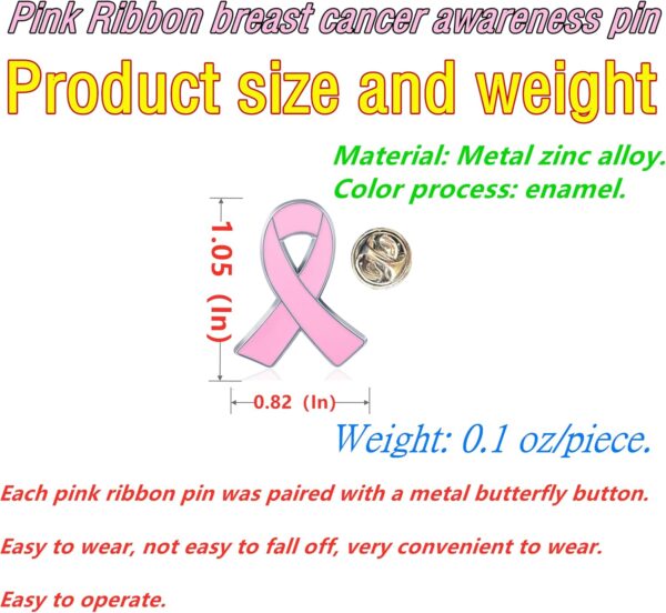 25/50/100/200 pieces pink ribbon pins breast cancer awareness enamel lapel pin for Women Breast Cancer Awareness Brooch pins Charity Public Social Event badge bulk - Image 2