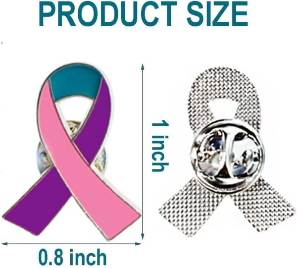50 Pcs Pink Purple Teal Ribbon Pins Thyroid Cancer Awareness Enamel Lapel Brooch Cancer Awareness Products - Image 2