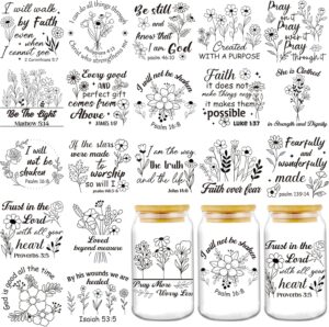 AFRITEE Transfer UV DTF Decal - 20 Sheets Christian Bible Verse UV DTF Cup Wraps for 16 20 40 Glass Coffee Mug, Wildflower God Bible Verse Motivational Quotes Transfer Stickers Church Creative Gifts
