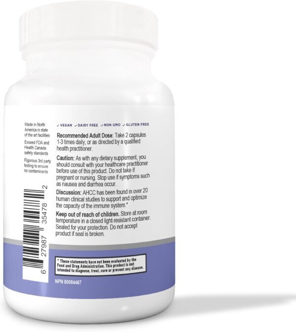 AHCC Supplement - Maximum Strength - Natural Immune Support Extract - Maintains Natural Killer Cell Activity - 20+ Human Research Studies - 60 Veggie Capsules (1 Pack) - Image 2