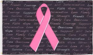 AZ FLAG - Breast Cancer Inscriptions Flag - 3x5 Ft - 100D Polyester Pink Ribbon Banner with Two Metal Grommets - Fade Resistant - Vivid Colors - 3' x 5' Feet - 150x90 Cm