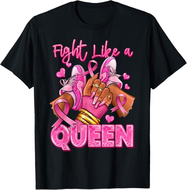 Afro Queen Black Women Breast Cancer Survivor Pink Ribbon T-Shirt