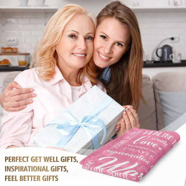 Afterprints Warm Hugs Healing Blanket - Breast Cancer Gifts for Women, Get Well Soon, Cancer Care, Feel Better, Think of You, Sympathy Gift for Friend Sister, Soft Comfort Throw Blankets 50" x 60" - Image 2