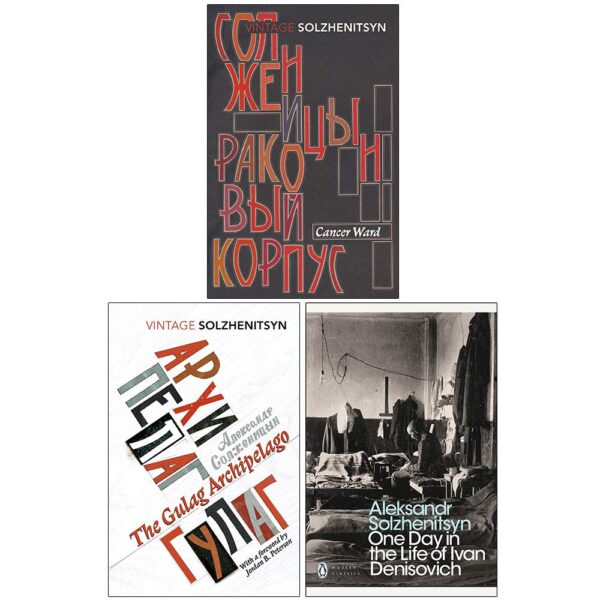 Alexander Solzhenitsyn Collection 3 Books Set (Cancer Ward, The Gulag Archipelago, One Day in the Life of Ivan Denisovich)