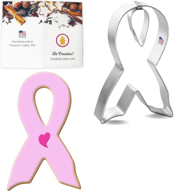 Awareness Ribbon Cookie Cutter 2 Pc Set – Ribbon, Tear Drop Cookie Cutters Hand Made in the USA from Tin Plated Steel
