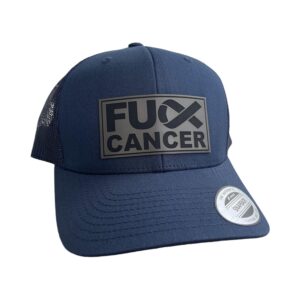 BUBBLEHEAD INK Handmade F Cancer Hat Mens, F&ck Cancer Apparel, Cancer Gifts For Men, Gifts For Cancer Patients Men Funny (Navy/Navy)