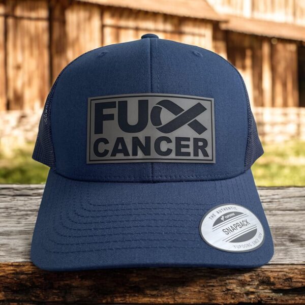 BUBBLEHEAD INK Handmade F Cancer Hat Mens, F&ck Cancer Apparel, Cancer Gifts For Men, Gifts For Cancer Patients Men Funny (Navy/Navy) - Image 2