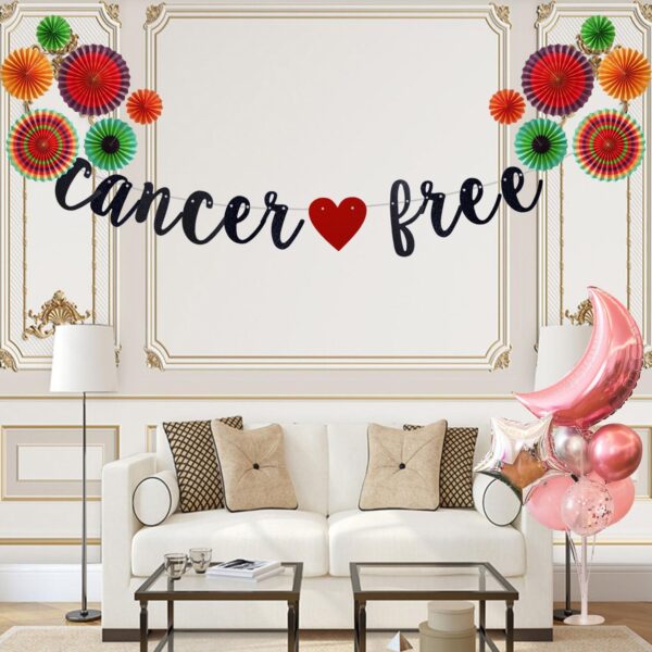 Black Glitter Cancer Free Banner, Adventure Awaits Party, Cancer Theme, Cancer Survivor Party Decorations (Pre-Strung) - Image 2