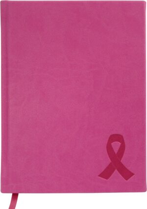 BookFactory Breast Cancer Journal/Pink Breast Cancer Awareness Notebook 168 Ruled Pages 6'' x 8'' Soft Touch Faux Leather Cover Natural Tone Paper (JOU-168-68RS-A(BreastCancer))