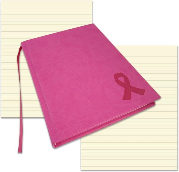 BookFactory Breast Cancer Journal/Pink Breast Cancer Awareness Notebook 168 Ruled Pages 6'' x 8'' Soft Touch Faux Leather Cover Natural Tone Paper (JOU-168-68RS-A(BreastCancer)) - Image 2