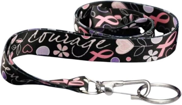 Breast Cancer Awareness Lanyards - Pink Ribbon Lanyards - Badge Holders/Keychains for Fundraising