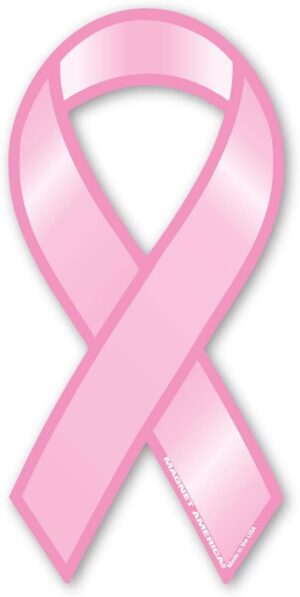 Breast Cancer Plain Pink Ribbon Magnet is 8" x 3.875" Made for Vehicles and Refrigerators
