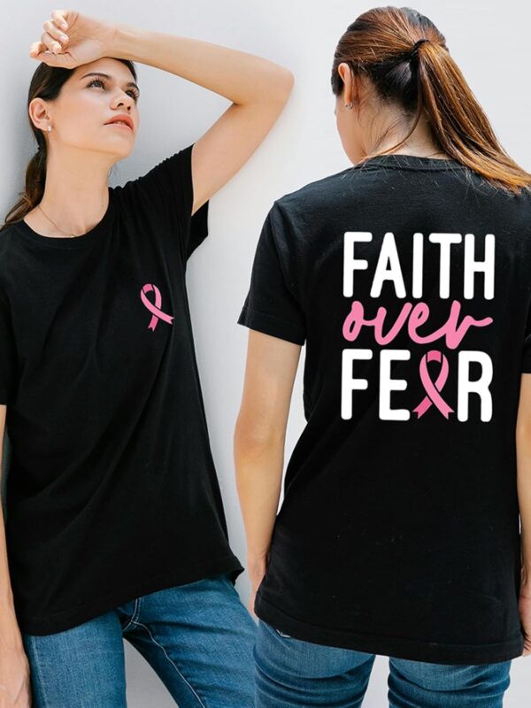 Breast Cancer Shirts for Women Breast Cancer Awareness Shirt Pink Ribbons Tee Tops - Image 2