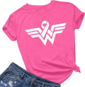 Breast Cancer Shirts for Women:Breast Cancer Awareness Shirts Cancer Care Gifts Short Sleeve Tee Top