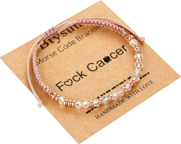 Btysun Morse Code Bracelets for Women Christmas Gift Stocking Stuffers for Teens Pink Braided Bracelets Inspirational Best Friend Birthday Gifts for Her High School Graduation Gifts for Her 2025 Mom Bracelet Jewelry