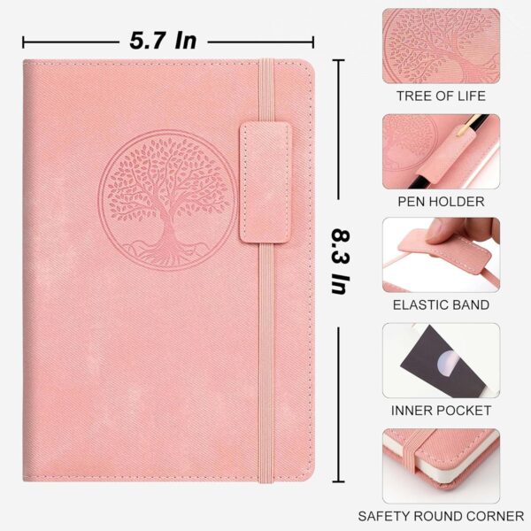 CAGIE Lined Journal Notebook for Women Hardcover Leather Journals for Writing, 256 Pages A5 Journaling Notebooks for Work Girls Diary, 5.7"x8.3", Pink - Image 2