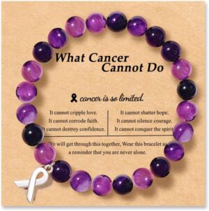 Cancer Care Gifts for women,Natural Stone Healing Crystal Bracelets Encouragement Gifts for Women Man Girls Best Friend Sister