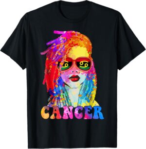 Cancer Loc'd Woman Black Queen Art Zodiac Birthday T-Shirt