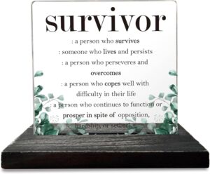 Cancer Survivor Gifts for Woman, Inspirational Gift for Cancer, Warriors Gifts for Women, Men, Mental Health Warrior, Breast Cancer Survivor Gift for Mom Decorative Signs Plaques GXX40