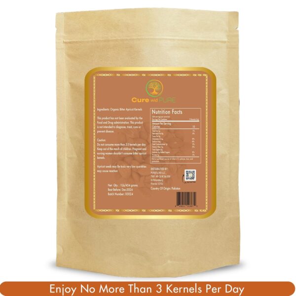 Cure wid Pure Certified Organic Bitter Apricot Kernels 1lb -Freshly Packed,Gluten Free,Raw,Non-GMO Organic Apricot Seeds - Rich in Vitamin B17 - Eco-Friendly Resealable Packaging - Image 2