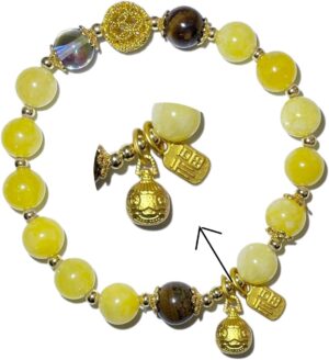 Daoist Blessed Citrine Wealth Bracelet for Women - Feng Shui Bracelet for Good Luck, Positive Energy, Money Attraction, Birthday Gifts (Natural Gemstone Jewelry)