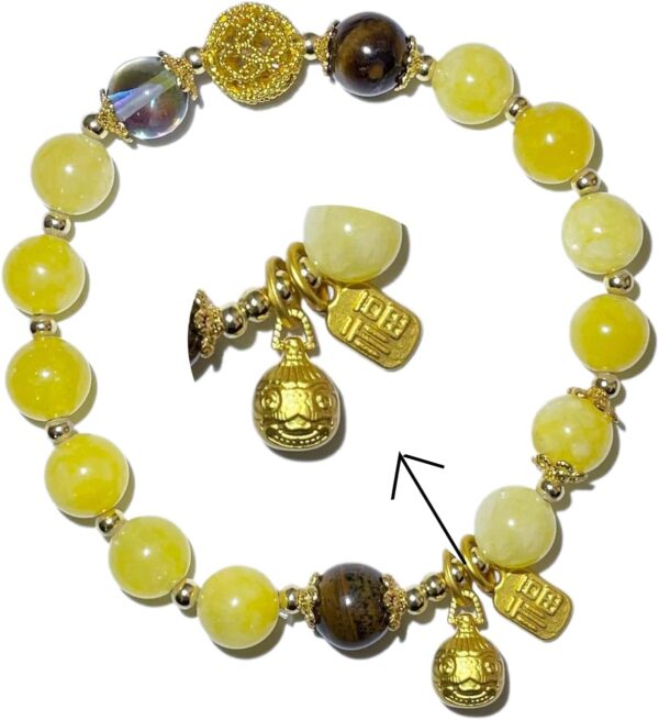 Daoist Blessed Citrine Wealth Bracelet for Women - Feng Shui Bracelet for Good Luck, Positive Energy, Money Attraction, Birthday Gifts (Natural Gemstone Jewelry)