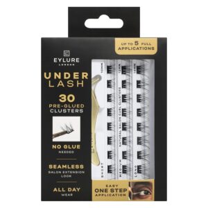Eylure Underlash Press On Pre-Glued Lash Clusters, 30 Count (Includes Applicator, No Glue Needed, Up to 5 Applications)