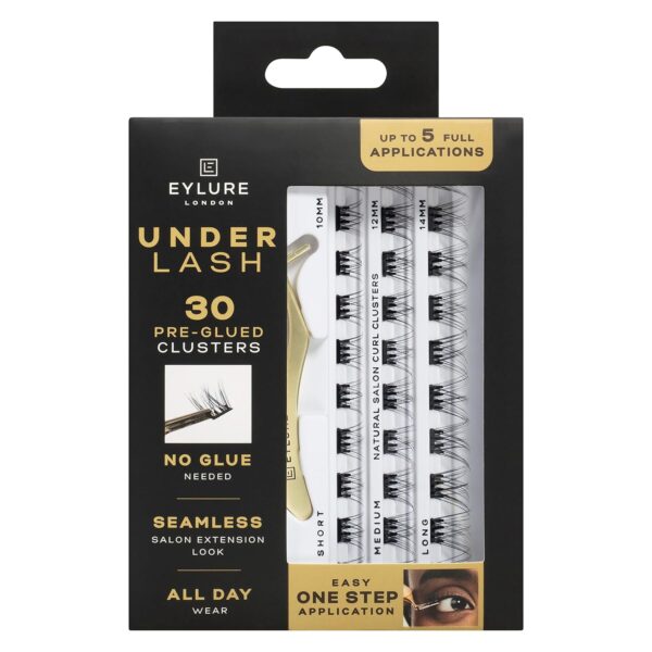 Eylure Underlash Press On Pre-Glued Lash Clusters, 30 Count (Includes Applicator, No Glue Needed, Up to 5 Applications)
